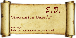 Simoncsics Dezső névjegykártya